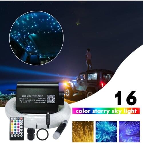 Universal 16W RGBW LED Starlights Dual Use Fiber Optic Light With Remote Control Auto Atmosphere Lamp For Cars Inner Accessories