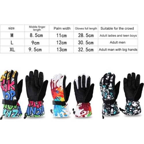 Universal Ski Gloves Winter Snow Snowboard Windproof Waterproof Outdoor Sports Adjustable Wrist Thicken Specialize Mitten