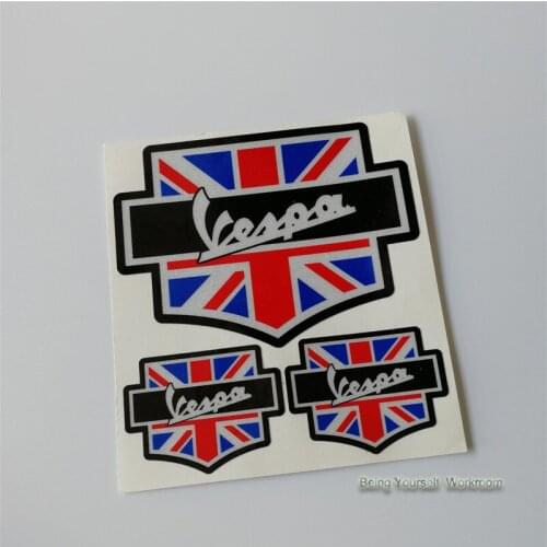 3x UK Flag Sticker Motorcyle Helmet Vinyl Stickers Waterproof Racing Motocross Decals Scooter for PIAGGIO VESPA GTS