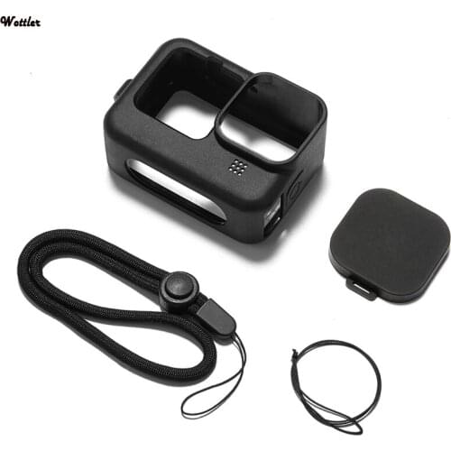Full Case Shell Protection with Lens Cap+Lanyard for GoPro Hero 9 Silicone Protective Cover Sports Camera Sleeve Housing Frame