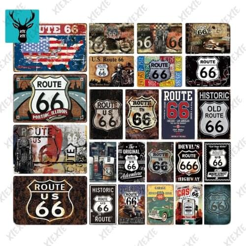 Customizable Route 66 Tin Sign Vintage Metal Sign Plaque Metal Vintage Retro Garage Wall Decor Bar Pub Club Man Cave Gas Station