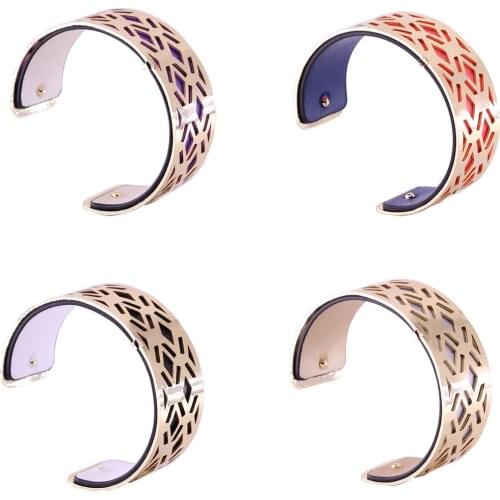 Reversible Bracelet Bangles with Gold Color Bijoux Manchette Bracelet Femme Bracelet Femme Gold Color Bangles Leather
