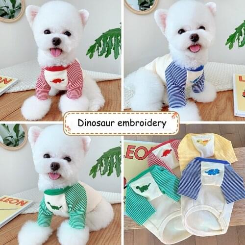 Winter Pet Dog Clothes Cartoons Dinosaur Embroidery Cute Shirt Chothes For Puppy Dog Basis Knitted Shirt Yorkshire Outdoor 2021