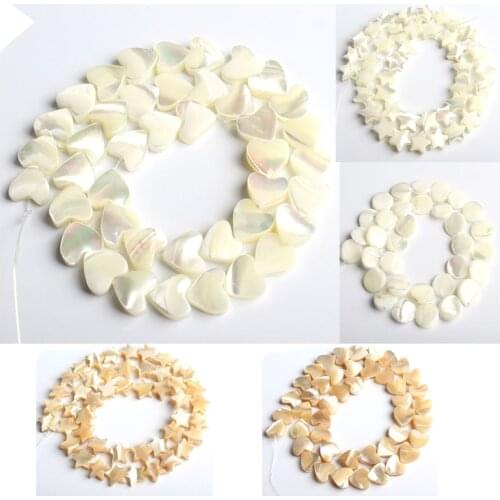 Star Heart Pentagon Natural Mother of Pearl Shell Loose Beads for Women Jewelry Making DIY Earring Necklace Accessories 15"