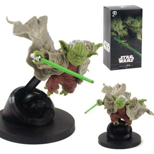 15cm Yoda Jedi Fighting Version with Sword Statue PVC Action Figure Collectible Model Toys Doll
