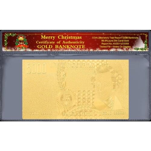 2 pieces /Set 5000 euro 24K gold foil Italian gold bank realistic collection plastic decorative Christmas gift