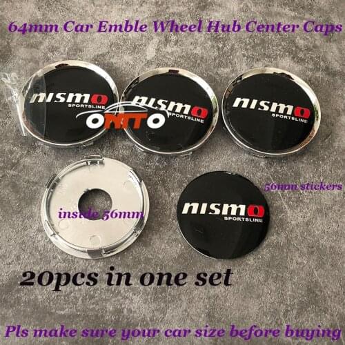 20pcs 64mm Auto badge Nissmo logo emblem Rims For Teana Sylphy Qashqai Livina Tiida Cube Juke Car Wheel center cap Car Styling