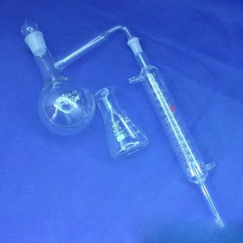 250ml Distiling Apparatus with ground glass joints,Glass distillation unit,distillation flask+graham condenser+conical flask