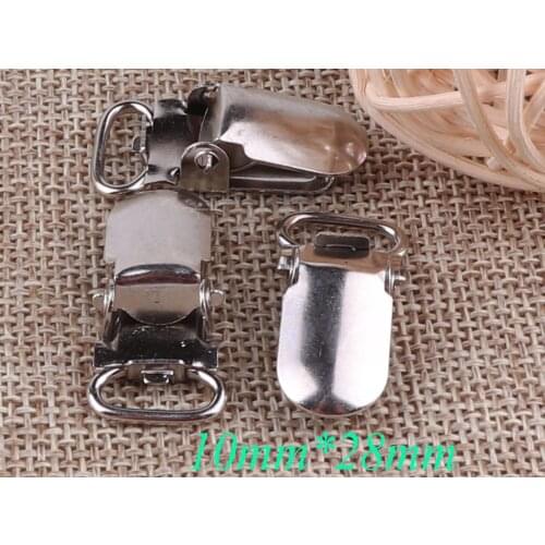 30 Pcs Silver MINI Suspender Clips,10mm Rectangle Pacifier Clip Pacifier Holders,Metal Suspenders Clips DIY Pacifier Clip