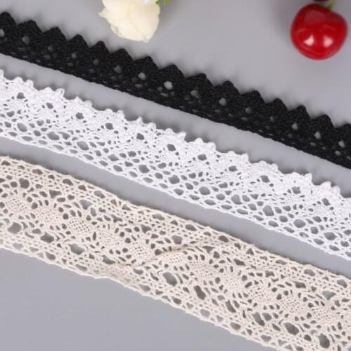 5Yard Cotton Crocheted Lace Ribbon Embroidered Lace Trim Fabric DIY Sewing Patchwork Craft Material Cotton Lace Ribbon