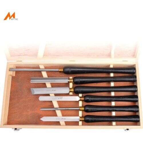 6PCS HSS Wood Turning Chisels Set Long Reach Lathe Turning Skew Chisel Woodworking Spindle Gouge