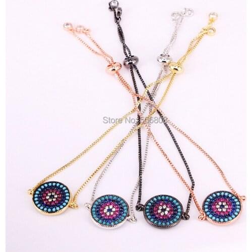 6PCS ZYZ-B5349 New Fashion charm round eye connector Bracelet For Women Bracelet & Bangle Adjustable Micro Pave CZ Jewelry