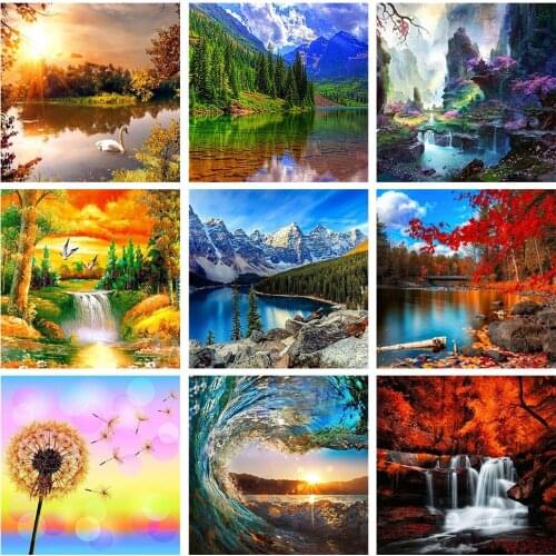 5D DIY Diamond Painting Nature Full Round Drill Diamond Embroidery Landscape Picture Of Rhinestone Mosaic Decor Home Christmas
