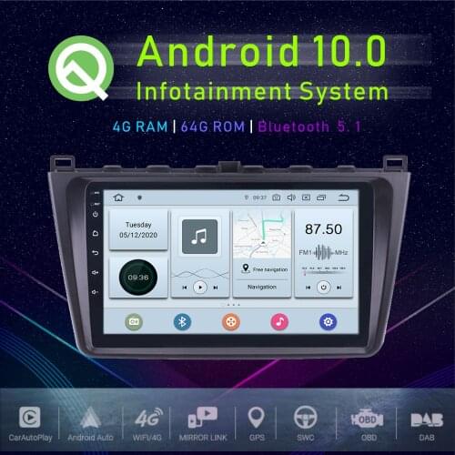 JSTMAX 9" Android 10.0 Car GPS Player For Mazda 6 Summit 2008 2009 2010 2011 Multimedia Radio Player