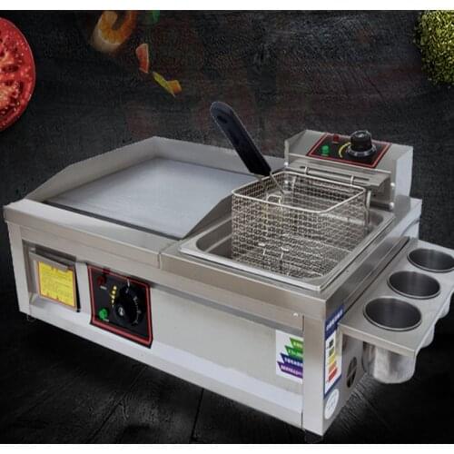 BEIJAMEI Commercial Electric Griddle And Fryer Machine Multi-function Teppanyaki Squid Fryer Oden Cooking Machine 220V