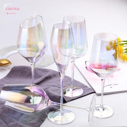 Rainbow Plating Goblet Wine Glass Wedding Crystal Cocktail Glasses Champagne Flute Brandy Glass Stemless Egg Supplies Decanter