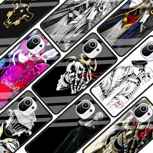 Anime OVERLORD Glass Phone Case For Xiaomi Poco X3 NFC F3 Mi 10T Pro 9T Note 10 Lite 11 Ultra 5G 11i CC9E CC9 9T Cover