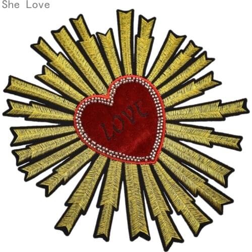 Chzimade Heart Love Large Embroidery Sew On Patches for Clothes DIY Applique Bag Clothing Coat Sweater Accessories Motif Patch