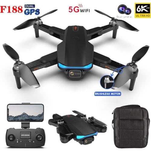 F188 GPS Drone 6k Profesional Brushless Motor 5G Quadcopter With Camera Dual HD FPV Foldable Drones WiFi RC Helicopter Gifts