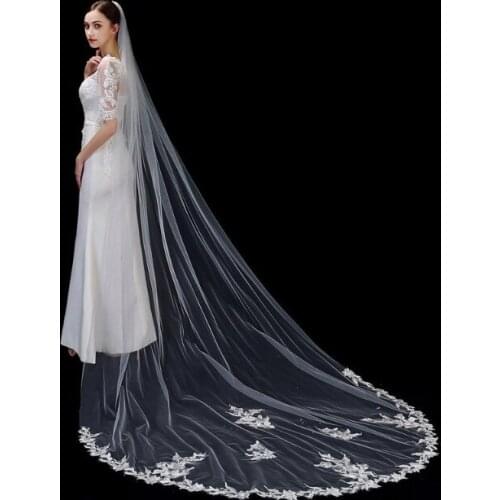 Cathedral Wedding Veil,Wedding Veil,One Layer cathedral Veil,Long Lace Veil,bridal veil,Flower lace applique veil