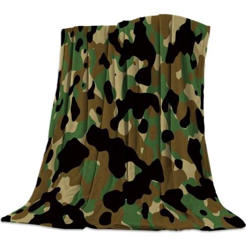 Camouflage Blankets Bedspread Flannel Fleece Travel Cover Personalized Fleece Durable Comfort Camping Picnic Dorm Blanket