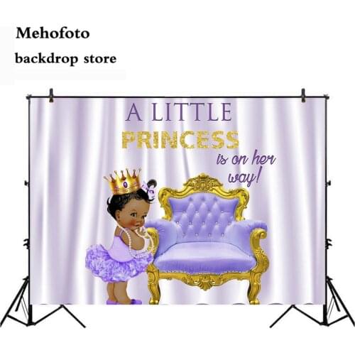 Mehofoto Newborn Baby Shower Girl Photography Backdrops Little Princess Royal Photo Shoot Background Purple Props Supplies 988