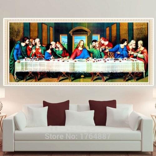 GLymg 5d Diy Diamond Painting Last Supper Cross Stitch Round Drill Diamond Embroidery Group God Eat Cube Drilling Mosaic Picture
