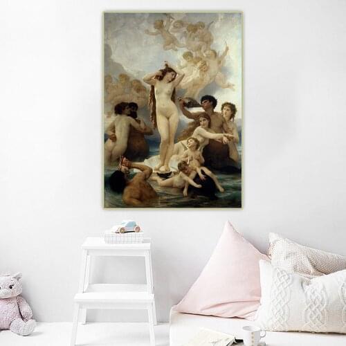 Holover Canvas Oil Painting William Adolphe Bouguereau"The Birth of Venus"Aestheticism Artwork Wall Art Aesthetic Home Decor