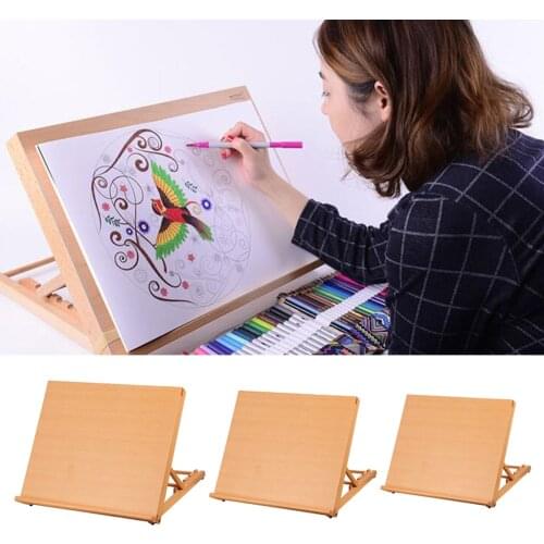 Artist Drawing Sketching Board Wood Adjustable Table Desk Easel For Kids Adults Beginner Painting Coloring