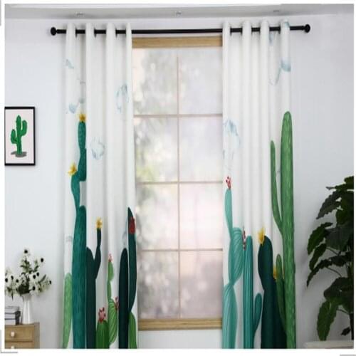 Custom curtains bedroom living room with the same green plant curtains Decoration curtains