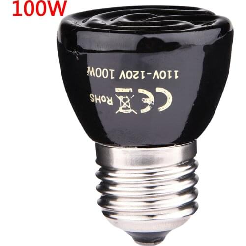 25W 50W 75W 100W Pet Heating Light Bulb Infrared Black Ceramic Emitter Heat Lamp Bulb E27 110-120V Pet Heating Lamp Light Bulb
