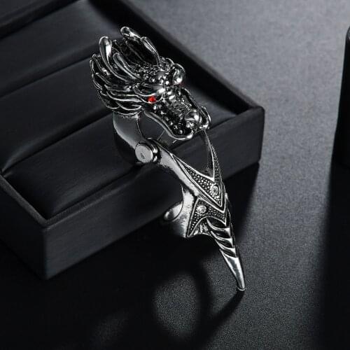 Unisex Cool Dragon Heavy Rock Biker Punk Joint Ring Night Club Vintage Gothic Scroll Armor Knuckle Metal Full Finger Rings