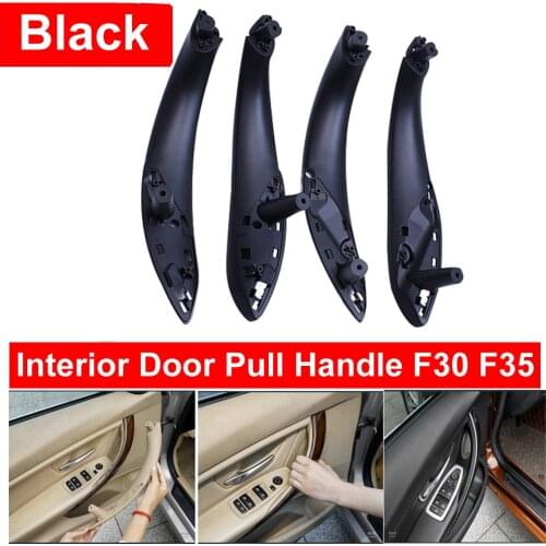 4PCS SET Black Front Rear Left / Right Car Interior Inner Door Pull Handle Trim Cover For BMW F30 F80 F31 F32 F33 F35 2013-2018