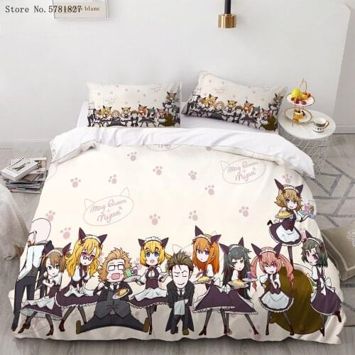 2/3 Pieces Steins;Gate Bedding Set 3D Print Japan Game Cartoon Duvet Cover For Bedroom Bed Quilt Cover Anime Bed Cover Set