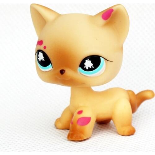 LPS CAT ON SALE Rare animal pet shop toys standing original short hair cat #816 old real yellow kitty for kids collection