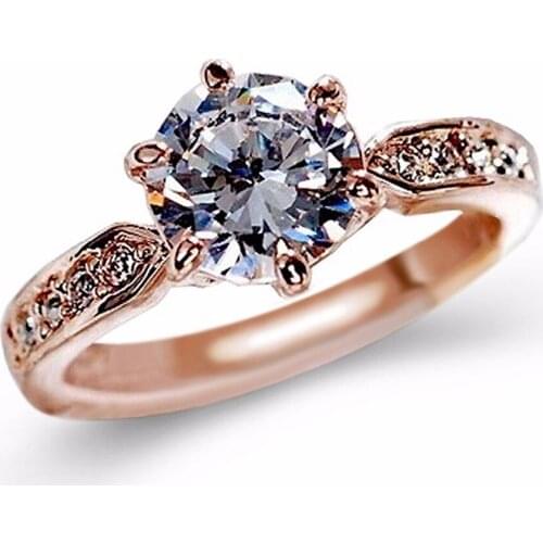 Fashion Zircon Engagement Rings For Women Rose Gold Sliver Color Wedding Rings Female Anel Austrian Crystals Jewelry Top Quality