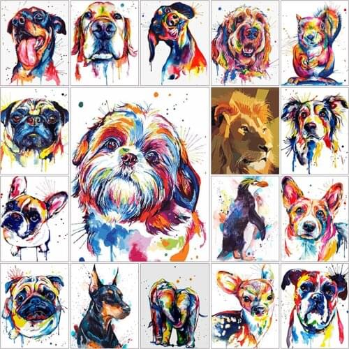 Dirll drawing full square 5d diamond painting kit Animal dog penguin squirrel deer lion complet embroidery Cross stitch mosaic