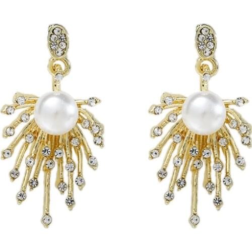 New Earrings Fashion Jewelry Water Drop Fireworks Statement Fashion Temperament Simulation Pearl Earrings Wholesale