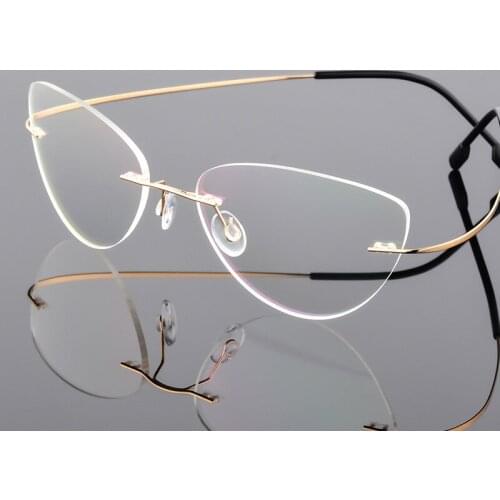 New Cat Eye Glasses Ultralight Rimless Eyewear Women Clear Optical Eyeglasses Prescription Fashion Flexible Spectacles