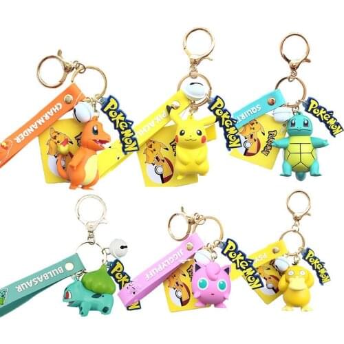 Genuine Pokemon Action Figure Pikachu Keychain Pokémon Keyring Cute Anime Cartoon Decorations Model Toys Doll Childer Girl Gift