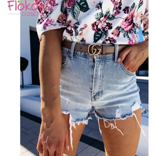 Flokocloset Sexy Ripped Holes Denim Shorts Women High Waist Straight Summer Loose Jeans