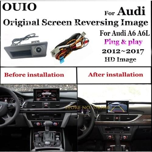 Connect original screen Reversing camera|For Audi A6 A6L 2012 2013 2014 2015 2016 2017 HD trajectory Reverse Backup Rear camera