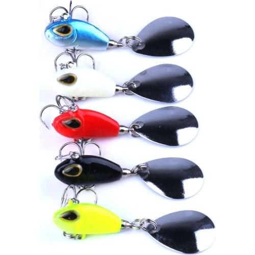 1PCS 2.5cm 11.5g Metal VIB Fishing Lure Hard Lure Spinner Sinking Rotating Spoon Pin Crankbait Sequins Baits Fishing Tackle