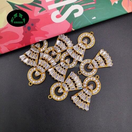 Earrings Dangle Zircon Charms Pendant for DIY 20pcs Fan Flower Crystal Zircon Accessories Flatback Embellishment Button