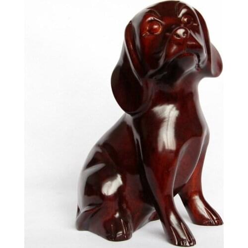 T mahogany wood carving crafts ornaments Home Furnishing Decor birthday gift super cute Zodiac lucky dog
