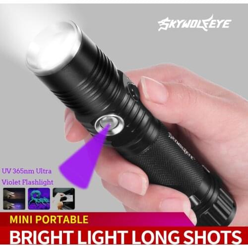 Tactical Led Uv Flashlight Torch Portable Tactical Flash Light 365nm Uv Light+linterna Led 2 In 1 Usb Lantern Latarka