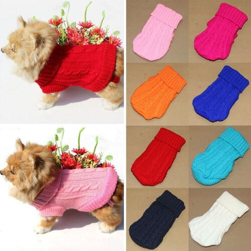 Pet Dog Warm Clothes Coat For Small Dogs Apparel Jumper Sweater Puppy Cat Knitwear Costume Pure Color Jacket Vest Costume Gift
