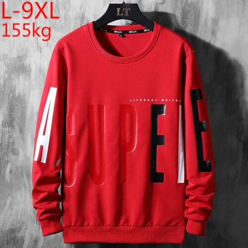 Sweatshirt Chest 144cm for 155kg Hoodie Streetwear Hip Hop Mens Hoodies Sweatshirts Pullover Casual Big Size 5XL 6XL 7XL 8XL 9XL