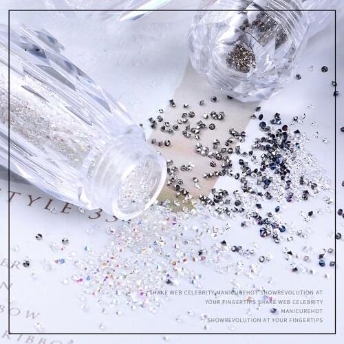 5.5g/bottle Nail Art Decoration 1.2-1.4mm Micro Glass Rhinestone Charms AB/Gold/Gray Diamond Manicure Jewelry Accessories TG#40