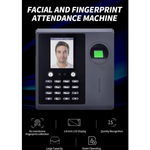 Facial And Password And Fingerprint Attendance Time Device Wide application 2.8 Inch LCD Display Easier Operating